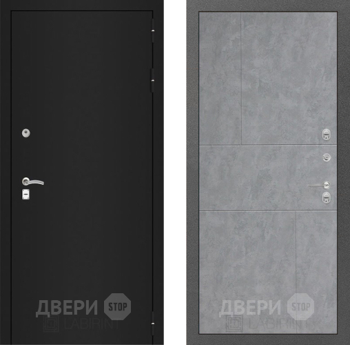 Входная металлическая Дверь Лабиринт (LABIRINT) Classic шагрень черная 21 Бетон светлый в Апрелевке