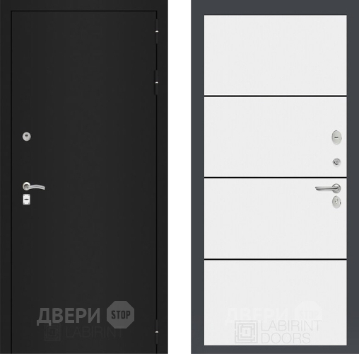 Входная металлическая Дверь Лабиринт (LABIRINT) Classic шагрень черная 25 Белый софт в Апрелевке