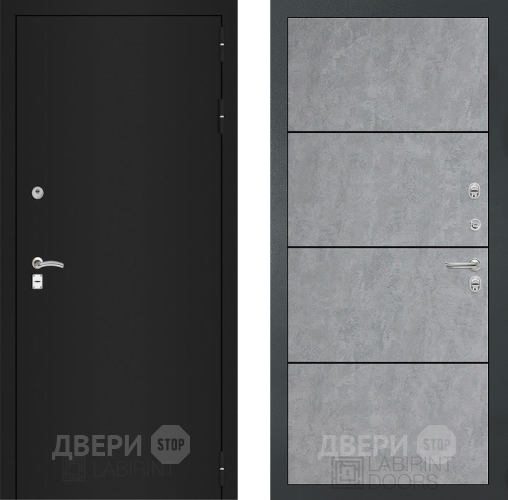 Входная металлическая Дверь Лабиринт (LABIRINT) Classic шагрень черная 25 Бетон светлый в Апрелевке