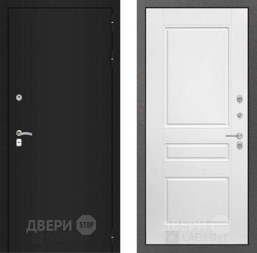 Входная металлическая Дверь Лабиринт (LABIRINT) Classic шагрень черная 03 Белый софт в Апрелевке