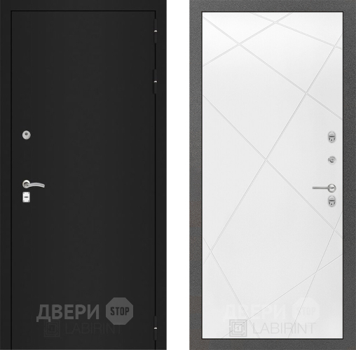 Дверь Лабиринт (LABIRINT) Classic шагрень черная 24 Белый софт в Апрелевке