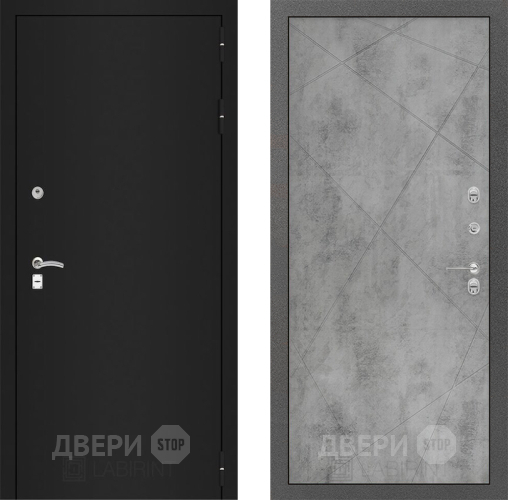 Входная металлическая Дверь Лабиринт (LABIRINT) Classic шагрень черная 24 Бетон светлый в Апрелевке