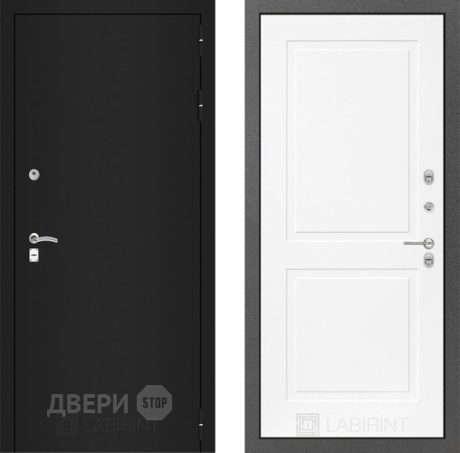 Входная металлическая Дверь Лабиринт (LABIRINT) Classic шагрень черная 11 Белый софт в Апрелевке