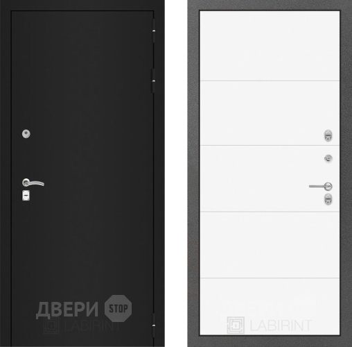 Входная металлическая Дверь Лабиринт (LABIRINT) Classic шагрень черная 13 Белый софт в Апрелевке