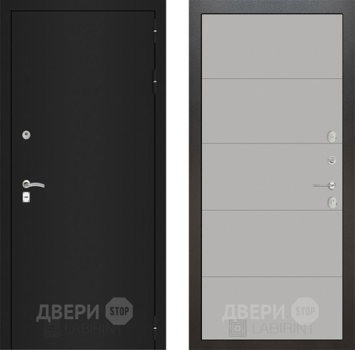 Входная металлическая Дверь Лабиринт (LABIRINT) Classic шагрень черная 13 Грей софт в Апрелевке