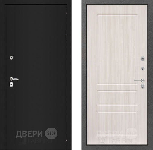 Входная металлическая Дверь Лабиринт (LABIRINT) Classic шагрень черная 03 Сандал белый в Апрелевке