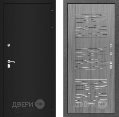 Входная металлическая Дверь Лабиринт (LABIRINT) Classic шагрень черная 06 Сандал грей в Апрелевке