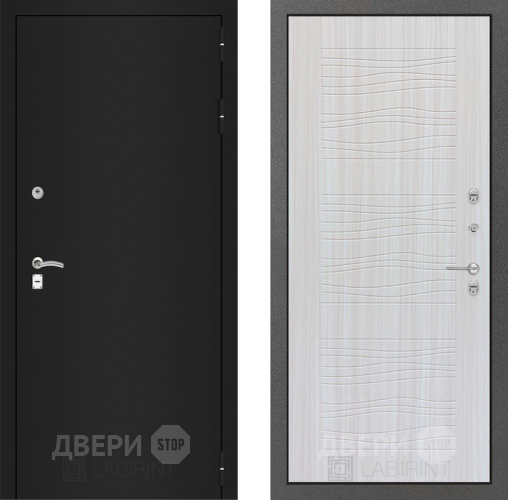 Входная металлическая Дверь Лабиринт (LABIRINT) Classic шагрень черная 06 Сандал белый в Апрелевке