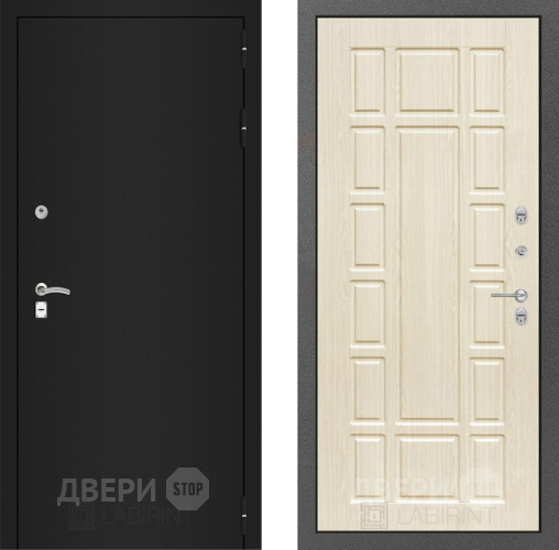 Входная металлическая Дверь Лабиринт (LABIRINT) Classic шагрень черная 12 Беленый дуб в Апрелевке