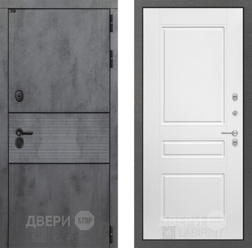 Входная металлическая Дверь Лабиринт (LABIRINT) Инфинити 03 Белый софт в Апрелевке