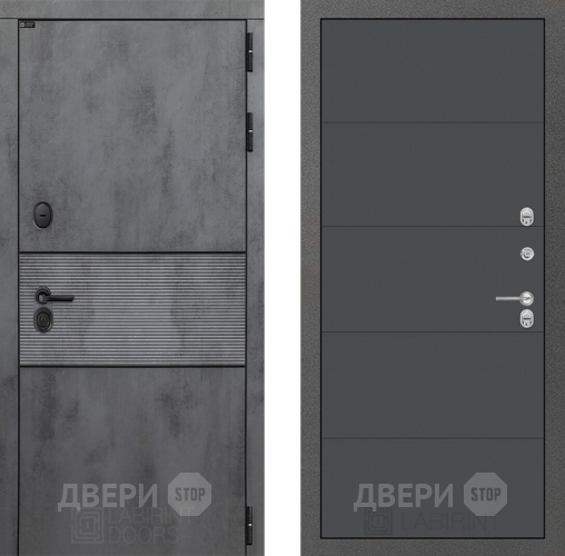 Входная металлическая Дверь Лабиринт (LABIRINT) Инфинити 13 Графит софт в Апрелевке