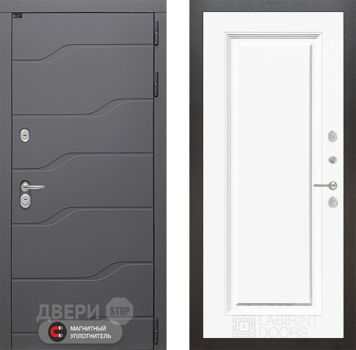 Входная металлическая Дверь Лабиринт (LABIRINT) Ривер 27 Белый (RAL-9003) в Апрелевке