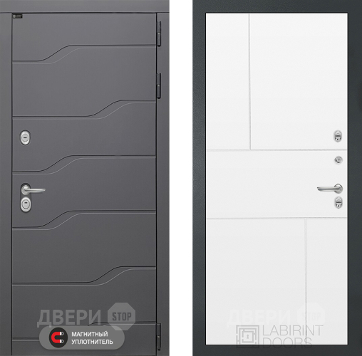 Входная металлическая Дверь Лабиринт (LABIRINT) Ривер 21 Белый софт в Апрелевке