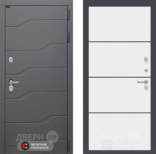 Входная металлическая Дверь Лабиринт (LABIRINT) Ривер 25 Белый софт в Апрелевке