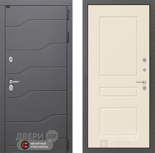 Входная металлическая Дверь Лабиринт (LABIRINT) Ривер 03 Крем софт в Апрелевке