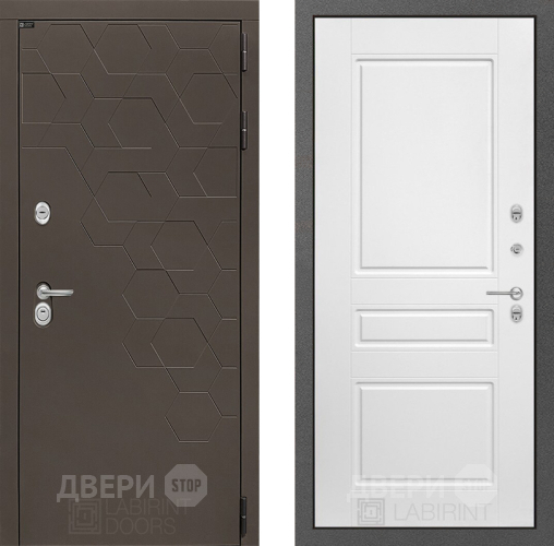 Входная металлическая Дверь Лабиринт (LABIRINT) Смоки 03 Белый софт в Апрелевке