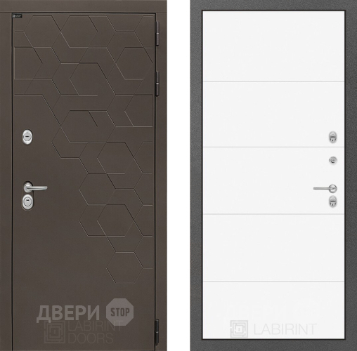 Входная металлическая Дверь Лабиринт (LABIRINT) Смоки 13 Белый софт в Апрелевке