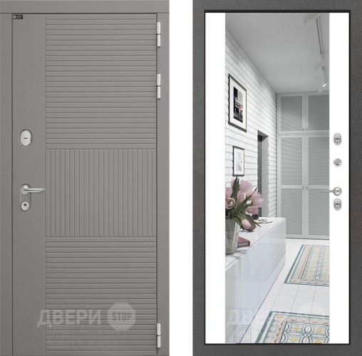 Входная металлическая Дверь Лабиринт (LABIRINT) Формо Зеркало Максимум Белый софт в Апрелевке