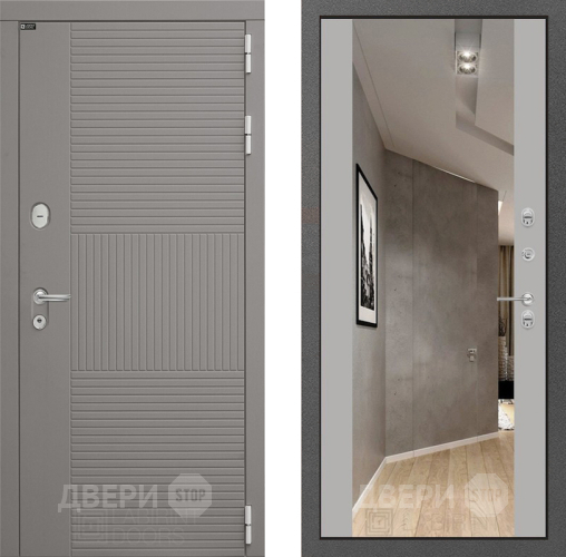 Входная металлическая Дверь Лабиринт (LABIRINT) Формо Зеркало Максимум Грей софт в Апрелевке