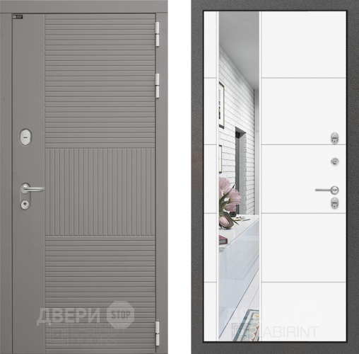 Входная металлическая Дверь Лабиринт (LABIRINT) Формо Зеркало 19 Белый софт в Апрелевке