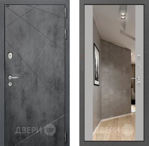 Входная металлическая Дверь Лабиринт (LABIRINT) Лофт Зеркало Максимум Грей софт в Апрелевке