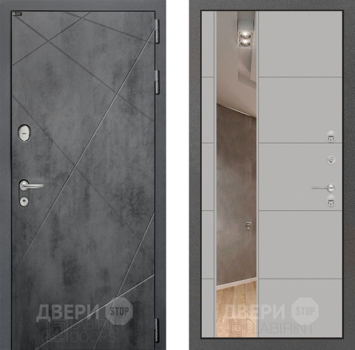 Входная металлическая Дверь Лабиринт (LABIRINT) Лофт Зеркало 19 Грей софт в Апрелевке