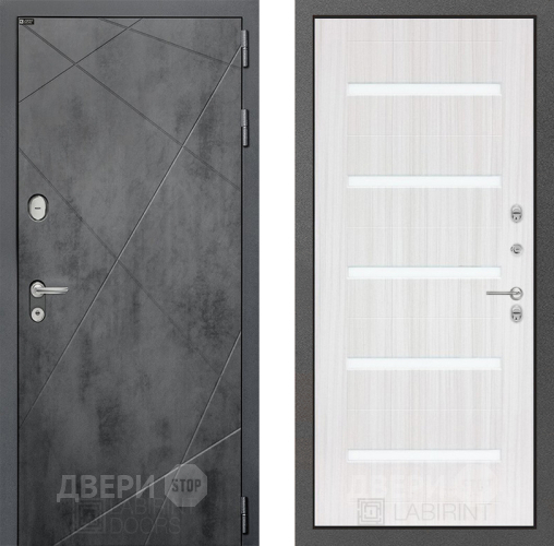 Входная металлическая Дверь Лабиринт (LABIRINT) Лофт 01 Сандал белый в Апрелевке
