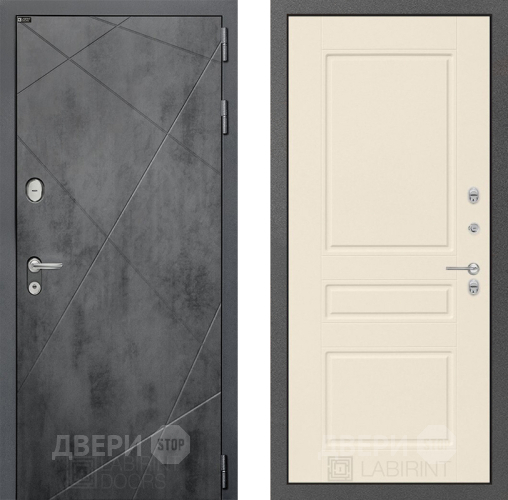 Входная металлическая Дверь Лабиринт (LABIRINT) Лофт 03 Крем софт в Апрелевке