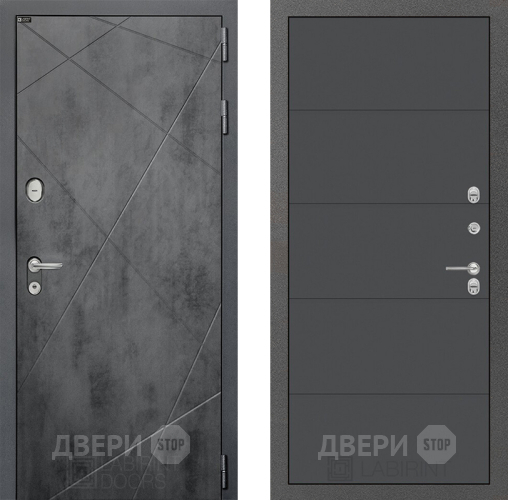 Входная металлическая Дверь Лабиринт (LABIRINT) Лофт 13 Графит софт в Апрелевке