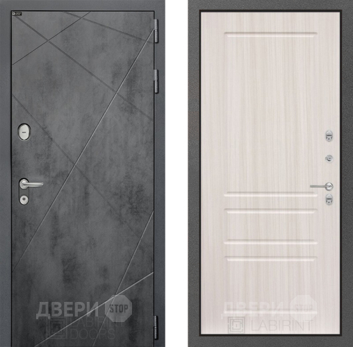 Входная металлическая Дверь Лабиринт (LABIRINT) Лофт 03 Сандал белый в Апрелевке