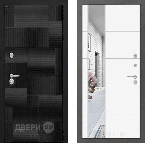 Входная металлическая Дверь Лабиринт (LABIRINT) Pazl Зеркало 19 Белый софт в Апрелевке