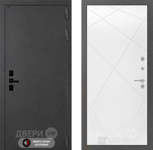 Входная металлическая Дверь Лабиринт (LABIRINT) Acustic 24 Белый софт в Апрелевке