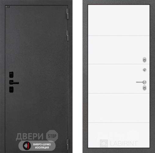 Входная металлическая Дверь Лабиринт (LABIRINT) Acustic 13 Белый софт в Апрелевке