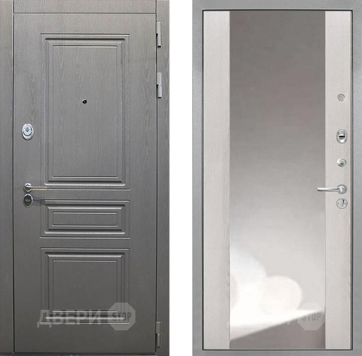 Входная металлическая Дверь Интекрон (INTECRON) Брайтон Графит ФЛЗ-516 Зеркало Сосна белая в Апрелевке