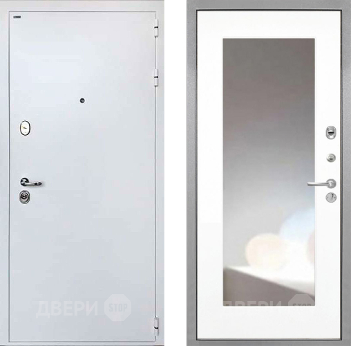 Входная металлическая Дверь Интекрон (INTECRON) Колизей White ФЛЗ-120-М Зеркало Белый матовый в Апрелевке