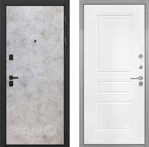 Входная металлическая Дверь Интекрон (INTECRON) Профит Black Мрамор Светлый ФЛ-243 Белый матовый в Апрелевке