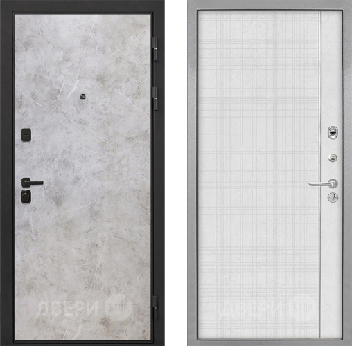 Входная металлическая Дверь Интекрон (INTECRON) Профит Black Мрамор Светлый В-07 с молдингом Лофт белый в Апрелевке