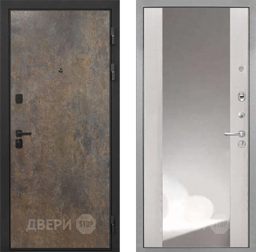 Входная металлическая Дверь Интекрон (INTECRON) Профит Black Гранж ФЛЗ-516 Зеркало Сосна белая в Апрелевке