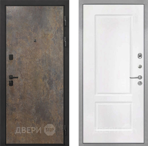Входная металлическая Дверь Интекрон (INTECRON) Профит Black Гранж КВ-2 Белый матовый в Апрелевке