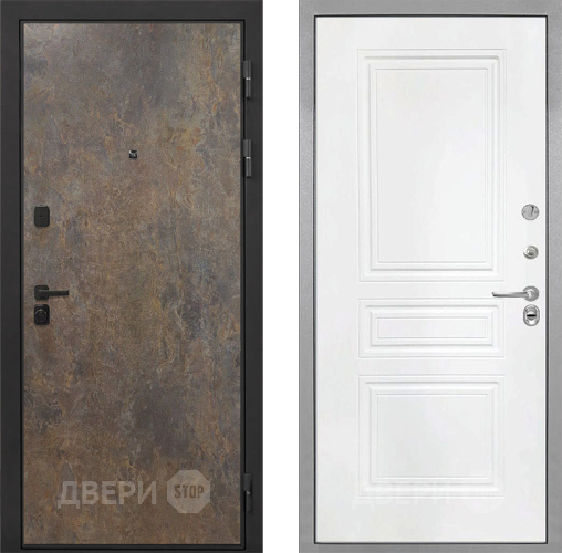 Входная металлическая Дверь Интекрон (INTECRON) Профит Black Гранж ФЛ-243 Белый матовый в Апрелевке