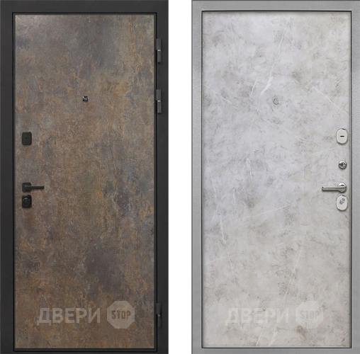 Входная металлическая Дверь Интекрон (INTECRON) Профит Black Гранж Гладкая Мрамор светлый в Апрелевке
