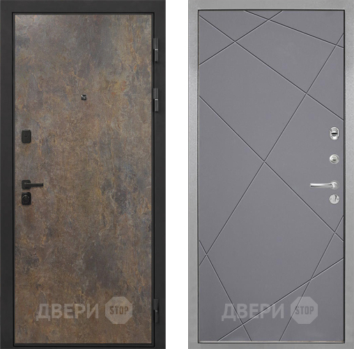Входная металлическая Дверь Интекрон (INTECRON) Профит Black Гранж Лучи-М Графит софт в Апрелевке