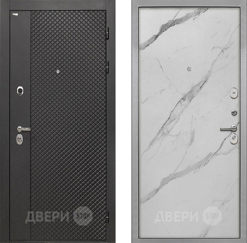 Входная металлическая Дверь Интекрон (INTECRON) Олимпия Black 4К Гладкая Мрамор натуральный арктик в Апрелевке