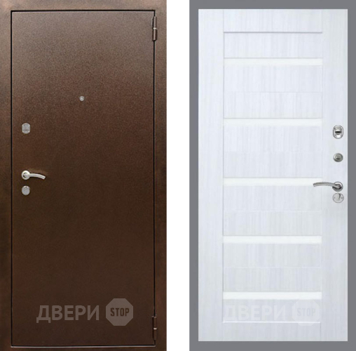 Входная металлическая Дверь Рекс (REX) 1А Медный Антик СБ-14 стекло белое Сандал белый в Апрелевке
