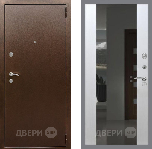 Входная металлическая Дверь Рекс (REX) 1А Медный Антик СБ-16 Зеркало Белый ясень в Апрелевке