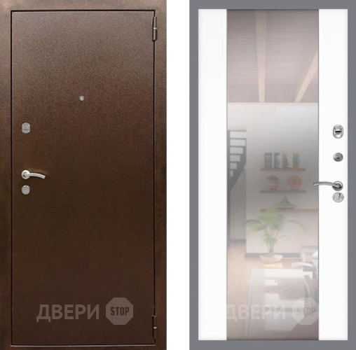 Входная металлическая Дверь Рекс (REX) 1А Медный Антик СБ-16 Зеркало Силк Сноу в Апрелевке