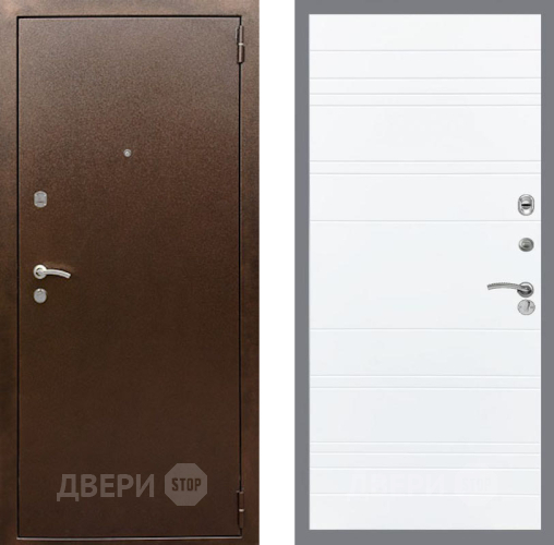 Входная металлическая Дверь Рекс (REX) 1А Медный Антик Line Силк Сноу в Апрелевке