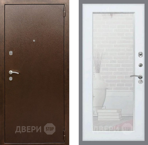 Дверь Рекс (REX) 1А Медный Антик Зеркало Пастораль Белый ясень в Апрелевке