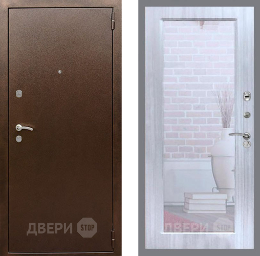 Входная металлическая Дверь Рекс (REX) 1А Медный Антик Зеркало Пастораль Сандал белый в Апрелевке