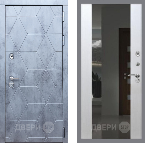Входная металлическая Дверь Рекс (REX) 28 СБ-16 Зеркало Белый ясень в Апрелевке